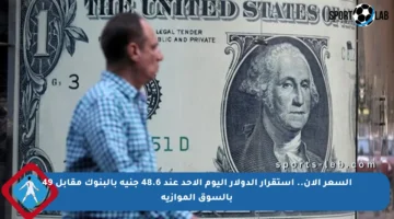 السعر الآن.. استقرار الدولار اليوم الأحد عند 48.6 جنيه بالبنوك مقابل 49 بالسوق الموازية